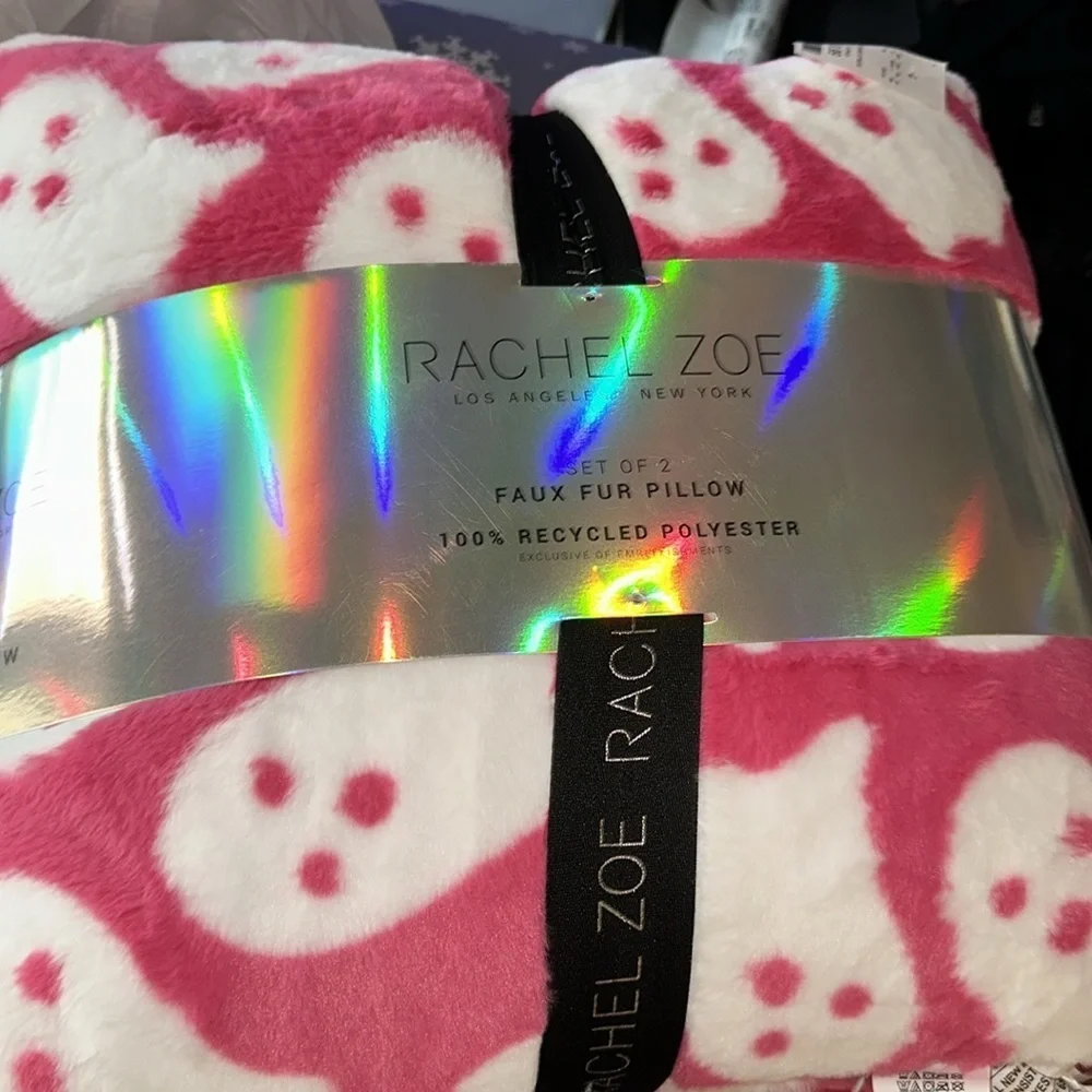 NEW Rachel Zoe Halloween Hot 2 Pink Ghost Pillows